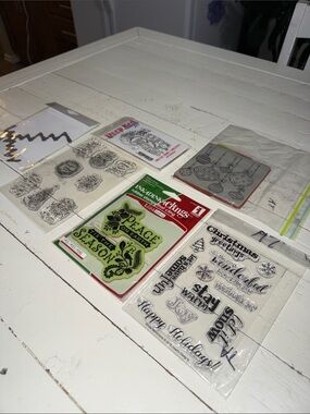 Y2K vintage Holiday Clear Stamp Set - Green and Black Accent x7 sets